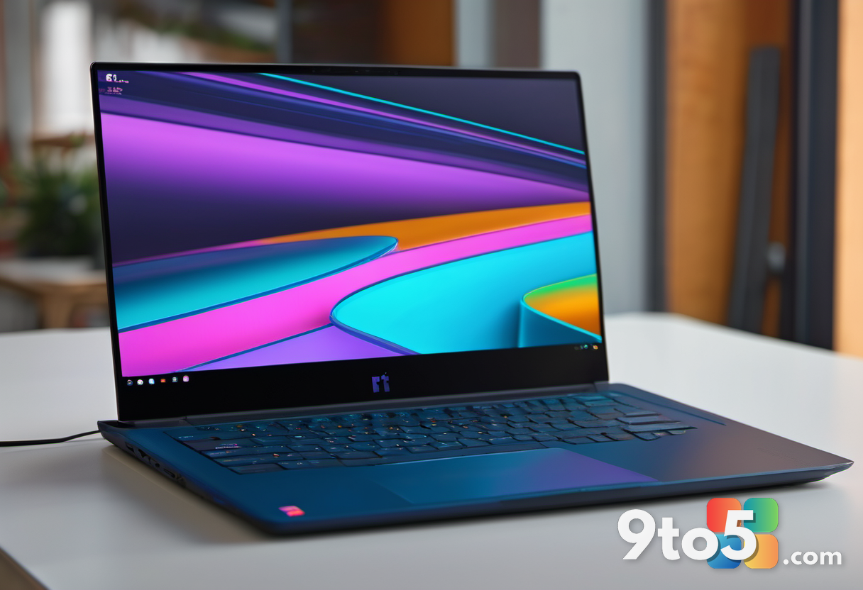 Close-up of a laptop screen displaying vibrant colors with a blurred background, emphasizing display quality and thin be