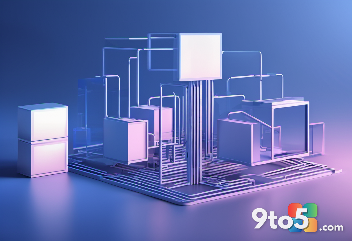 An abstract digital illustration of interconnected geometric blocks floating in a blue gradient space, representing cont