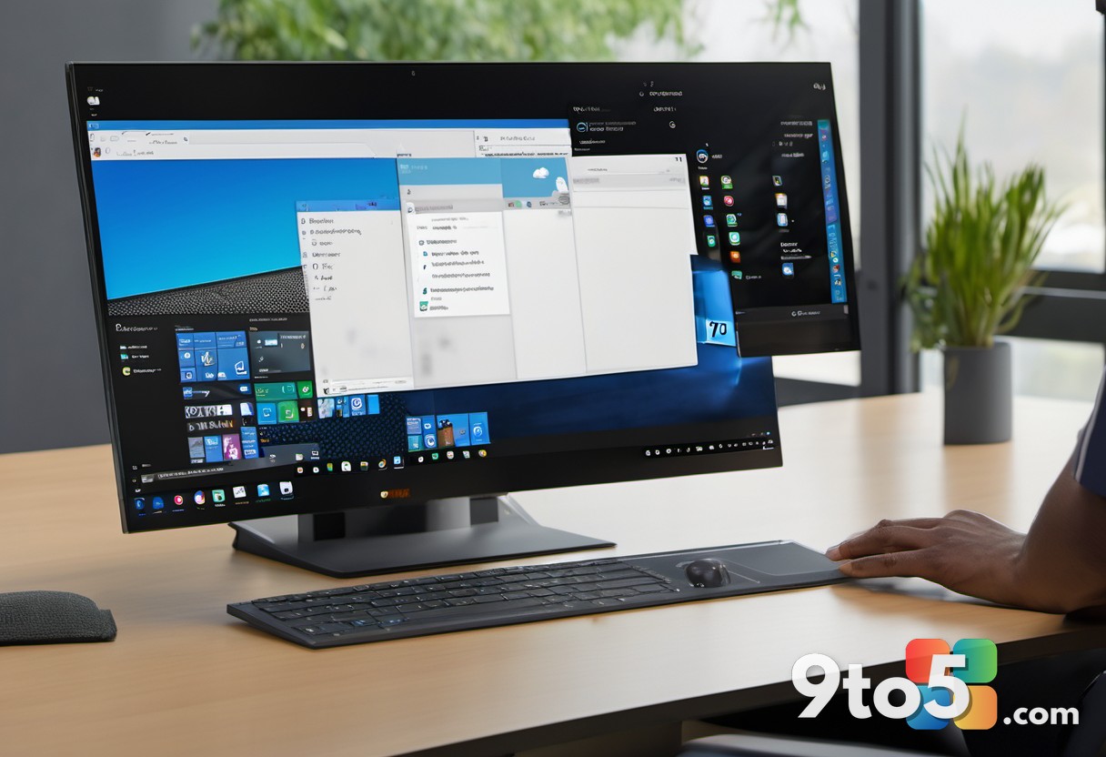 A close-up of a Windows 11 desktop interface showing the Start menu and taskbar on a high-resolution touchscreen, with a