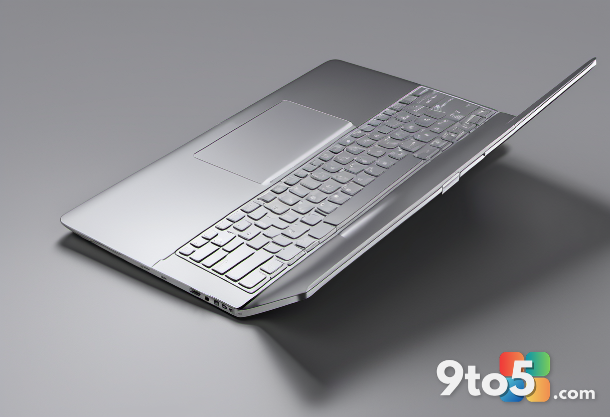 A close-up side profile of a thin silver laptop hinge and keyboard edge, highlighting the sleek metal design and compact