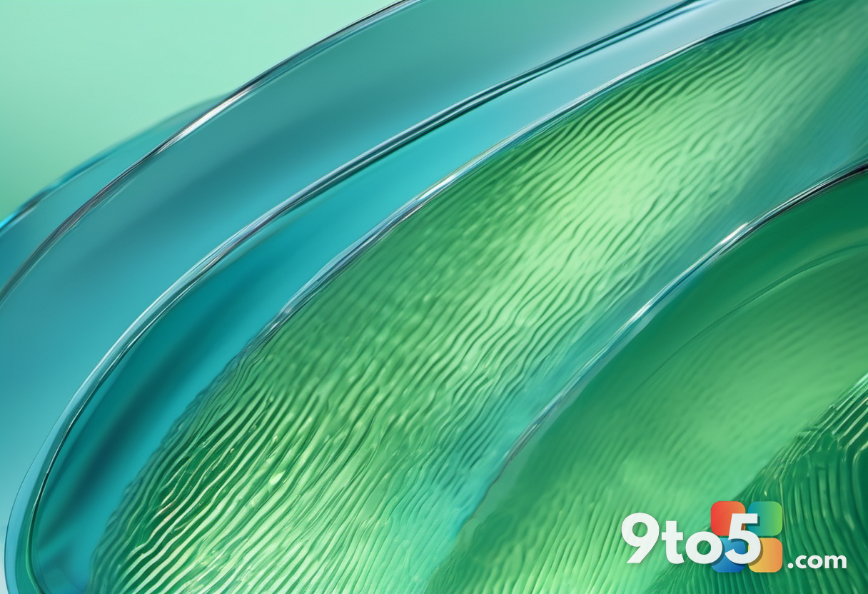 Abstract representation of haptic technology with subtle ripple effects on a glass surface, soft green and blue gradient