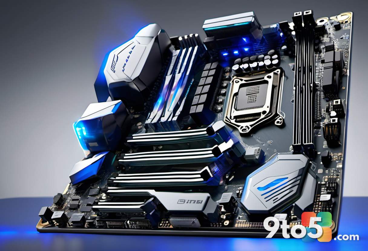 A close-up of a computer motherboard with RAM sticks installed, overlaid with subtle graphical elements suggesting risin