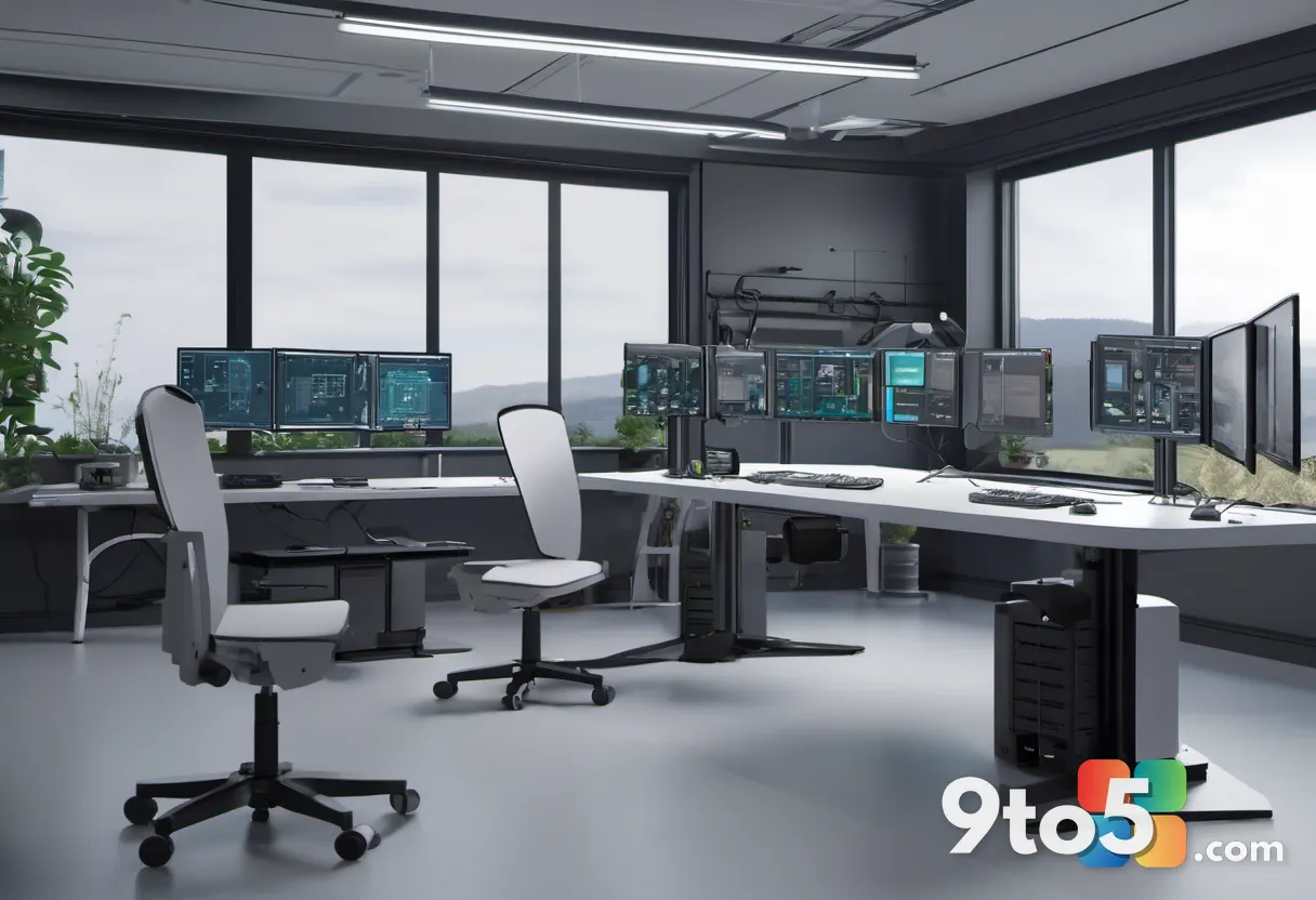 A robotics development platform with a compact motherboard, sensors, and mechanical arms in a workshop setting, illustra