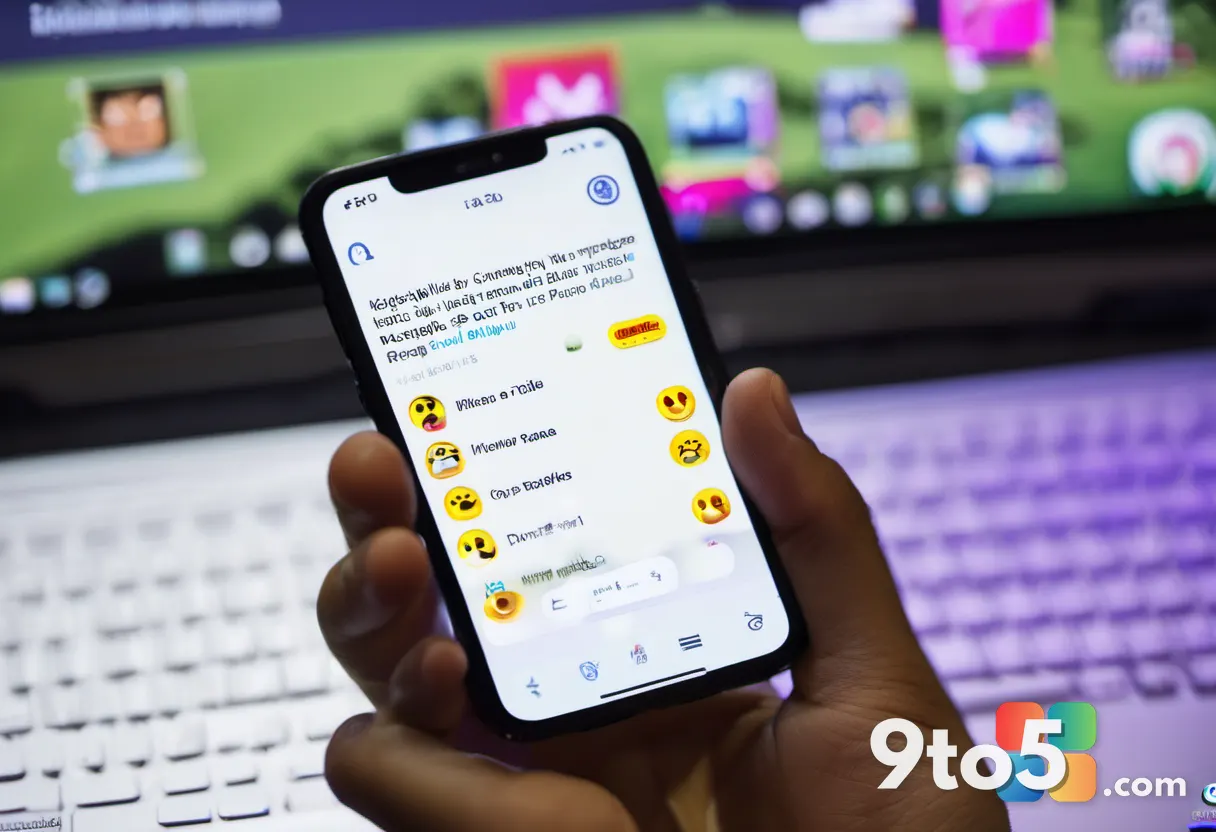 A close-up photograph of a smartphone screen displaying a gaming forum thread with frustrated emojis and comments, held 