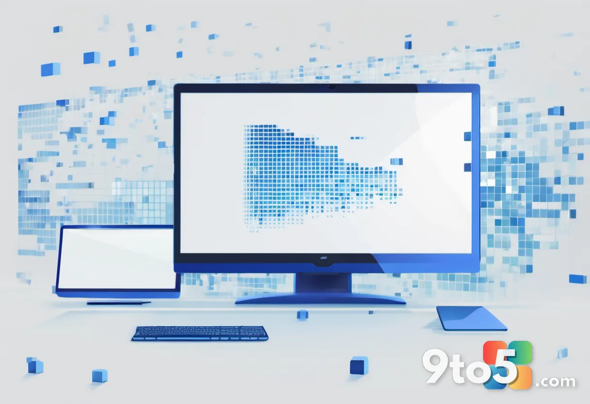 An abstract illustration of digital data being securely erased, represented by fading blue pixels dissolving into white 