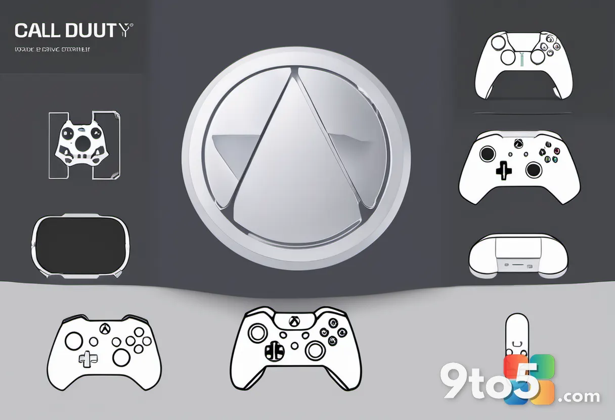 A split-screen graphic showing Xbox, PlayStation, and PC logos with a call of duty controller icon in the center, clean