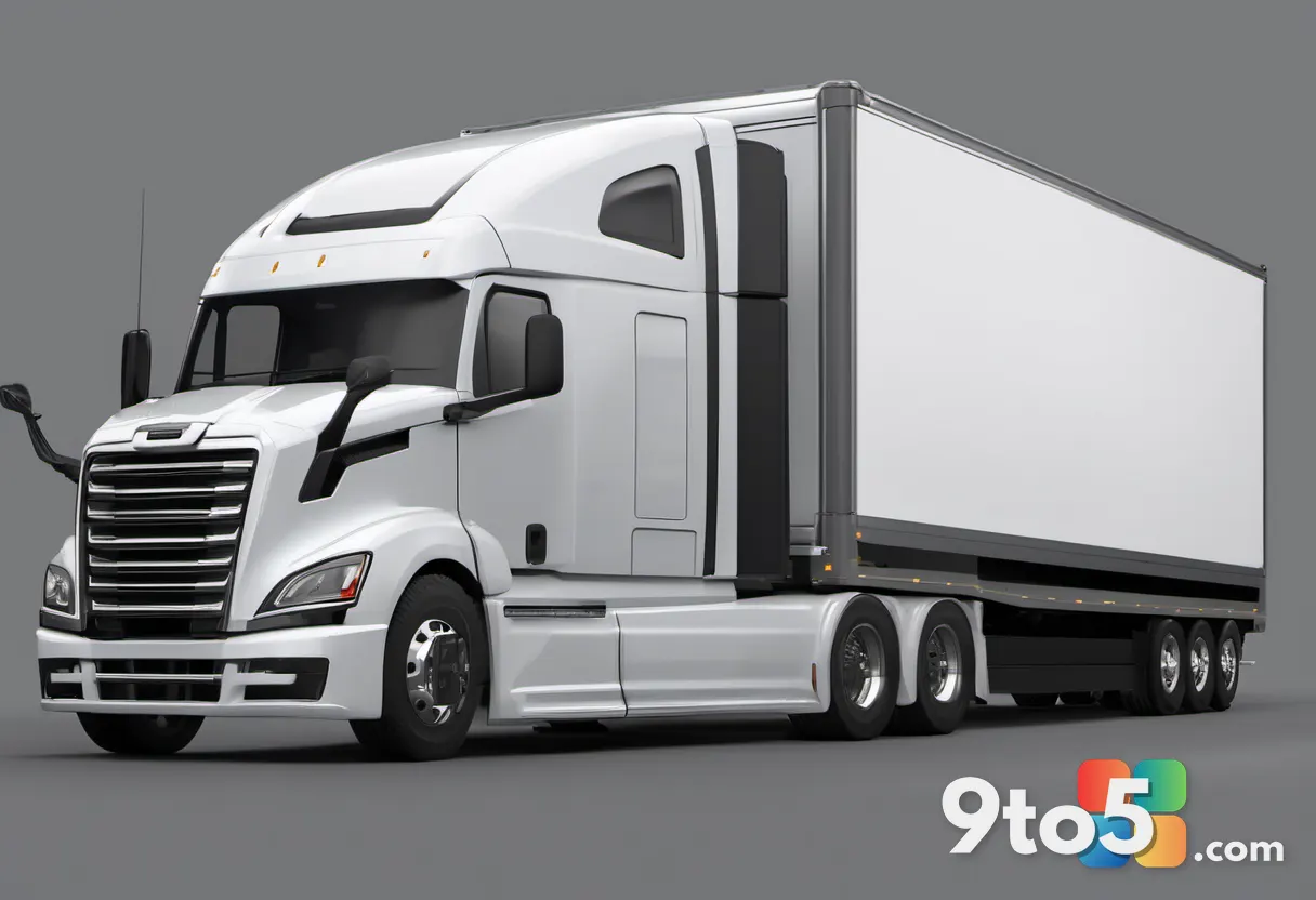 A side-by-side comparison illustration showing a large semi-truck with a trailer on the left and a compact rigid deliver
