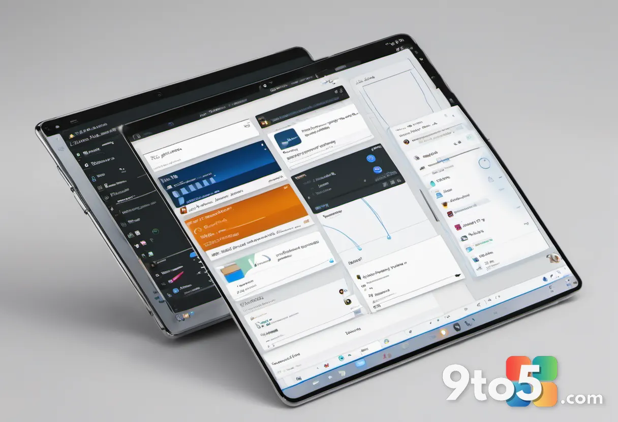 A close-up view of a file manager interface showing drag-and-drop tab splitting, with one pane being pulled to create a 