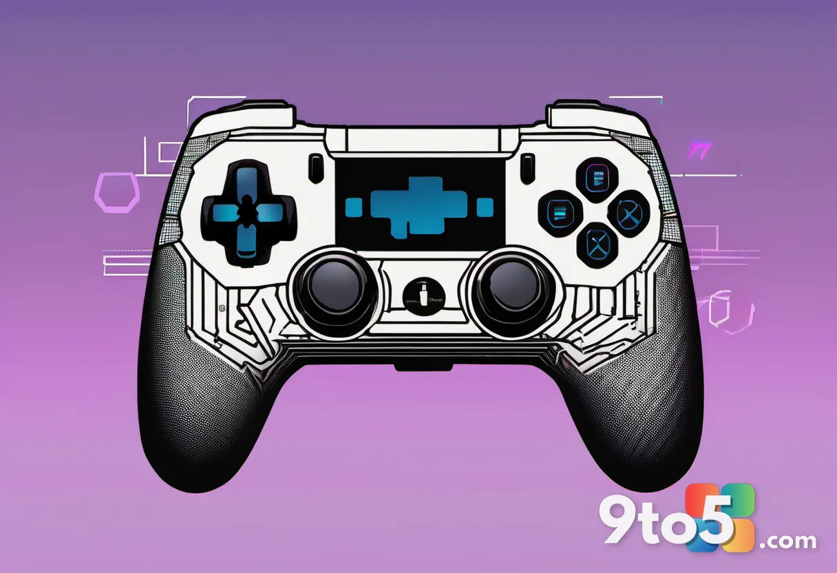 A digital illustration of a dollar bill transforming into a game controller, set against a gradient background, symboliz
