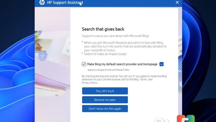 HP Support Assistant Bing Pop-up Is Spreading Across Windows 11, and Microsoft Won’t Block It