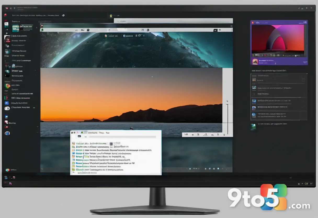 A side-by-side comparison of a Windows 11 desktop and a macOS desktop, both showing an LG monitor connected, with contra