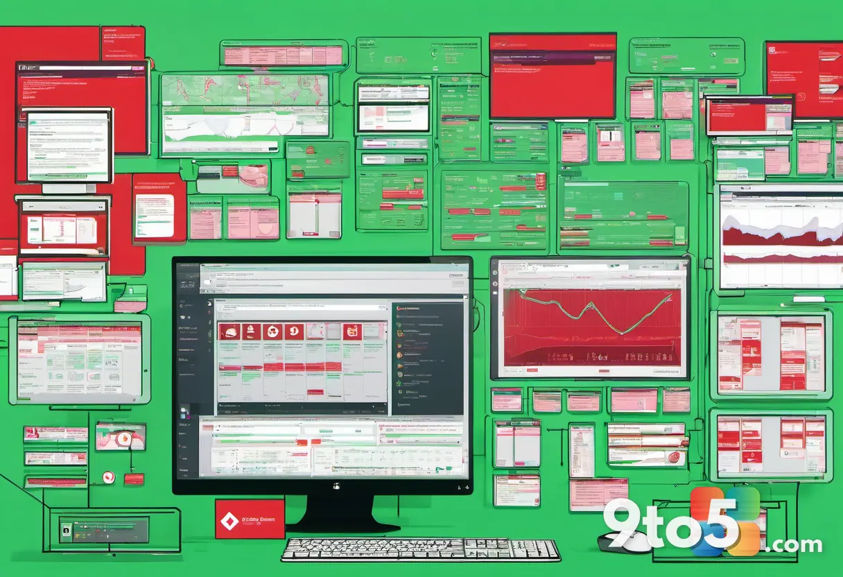 A split-screen illustration showing a chaotic tangle of red warning signs on the left and a clean, organized green dashb