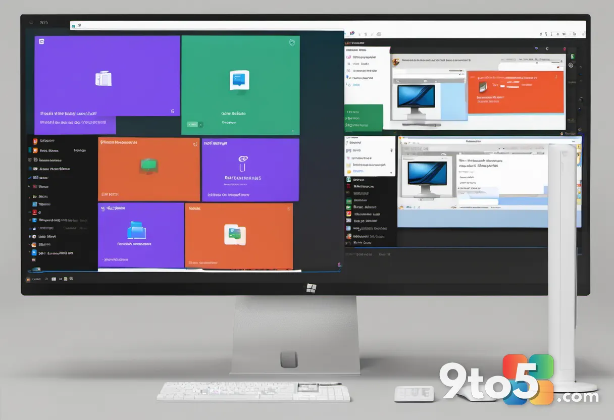 A split-screen illustration showing a cluttered desktop with multiple pop-up windows on one side and a clean, organized 