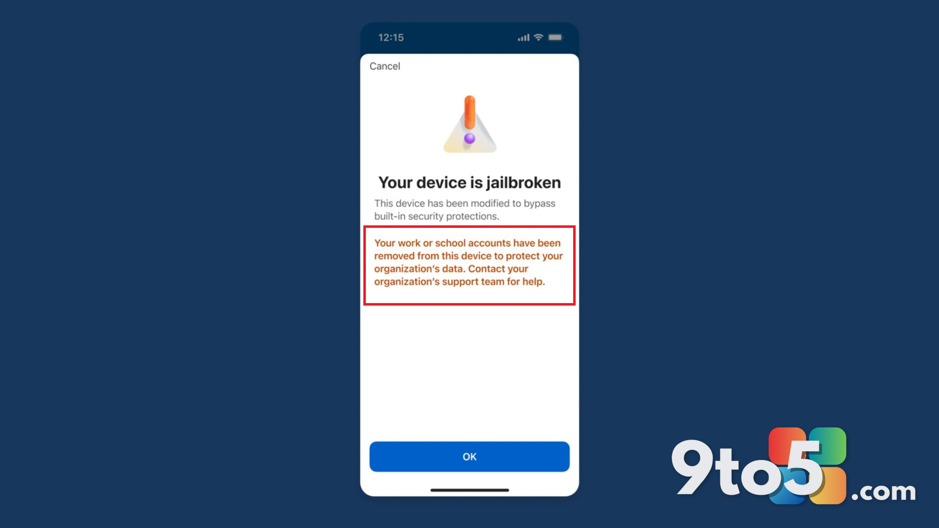 Microsoft Authenticator blocks work accounts on rooted Android and jailbroken iOS devices