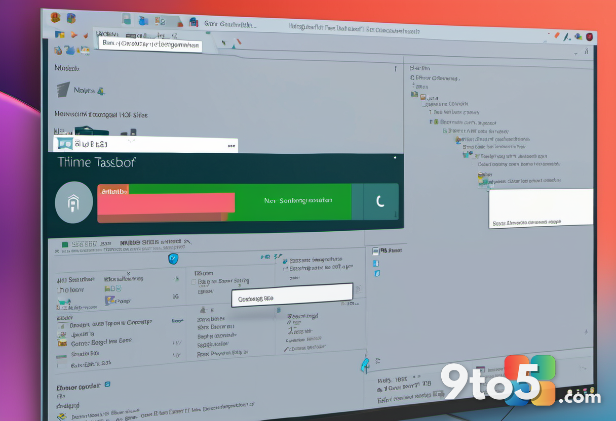 A close-up of a computer screen showing a glitched Windows taskbar with missing icons and distorted elements, representi