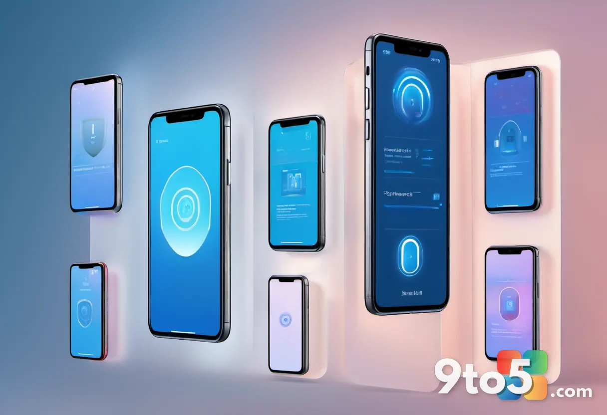 A clean, modern illustration of a smartphone displaying a biometric scan prompt, surrounded by subtle digital lock icons