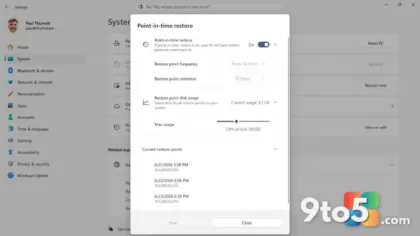 Microsoft rolls out Point-in-Time Restore for Windows 11, but with a catch