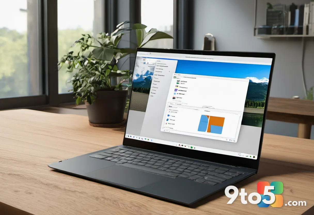 An open laptop displaying a file explorer window with a folder labeled 'Backup', set on a wooden desk.