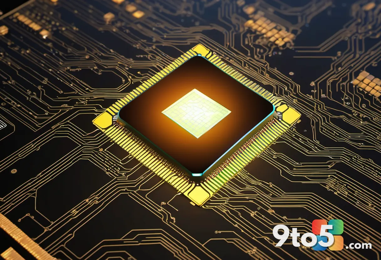 A conceptual image of a Windows on Arm processor chip with glowing circuit patterns, symbolizing next-generation computi