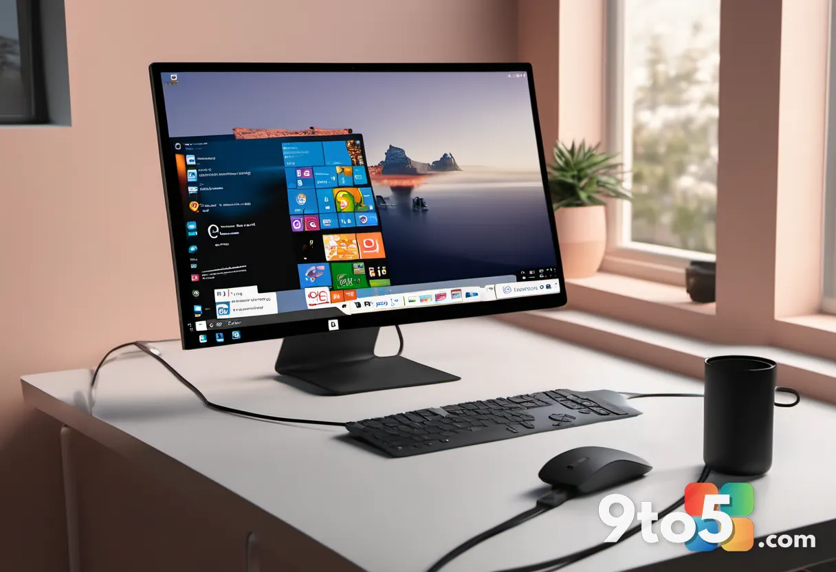 A person unplugging an HDMI cable from a PC while a Windows notification fades on the monitor, minimalist desk, natural 