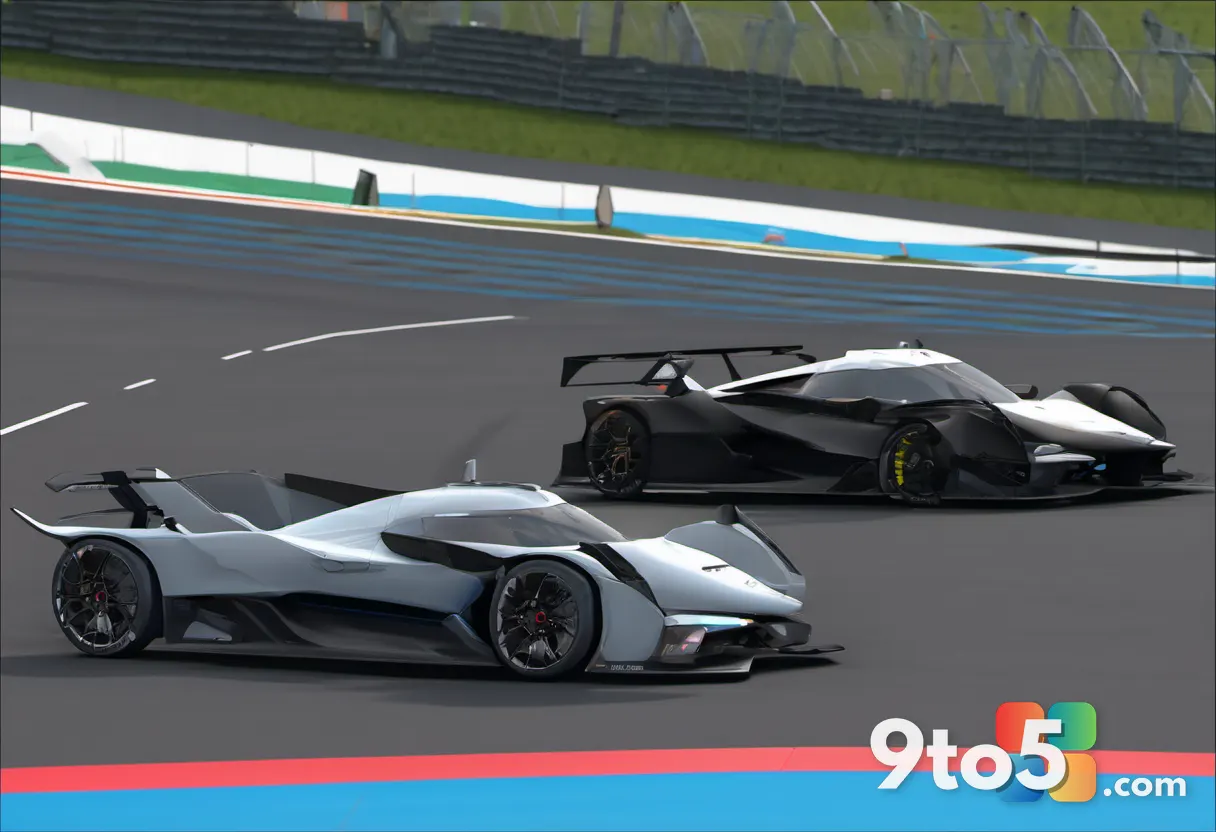 A split-screen comparison showing a race track at the start of a race versus later in the race, highlighting changes in 