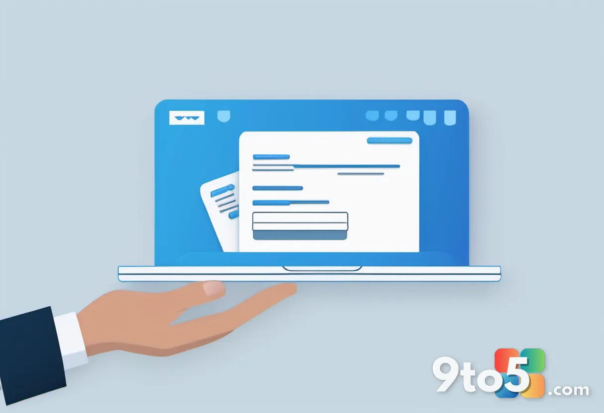 A hand dragging a digital envelope icon onto a folder labeled 'Invoices' in a bright blue interface, representing drag-a