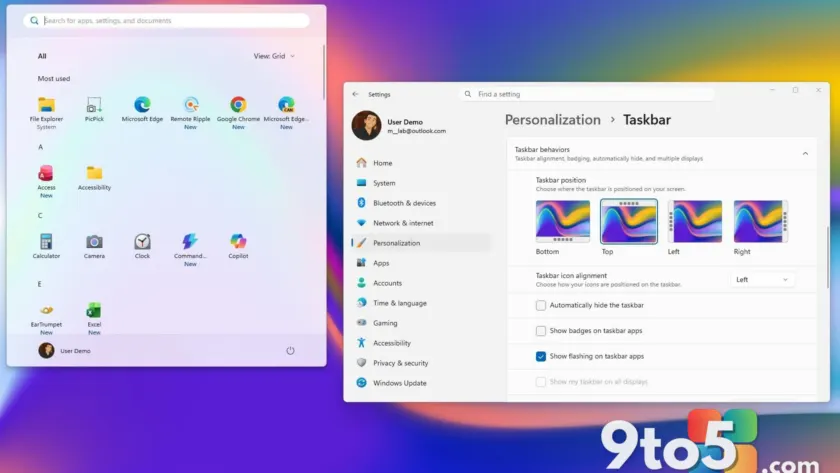 Windows 11 brings back Taskbar positioning and Start menu customization in 2026