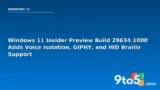 Windows 11 Insider Preview Build 29634.1000 Adds Voice Isolation, GIPHY, and HID Braille Support