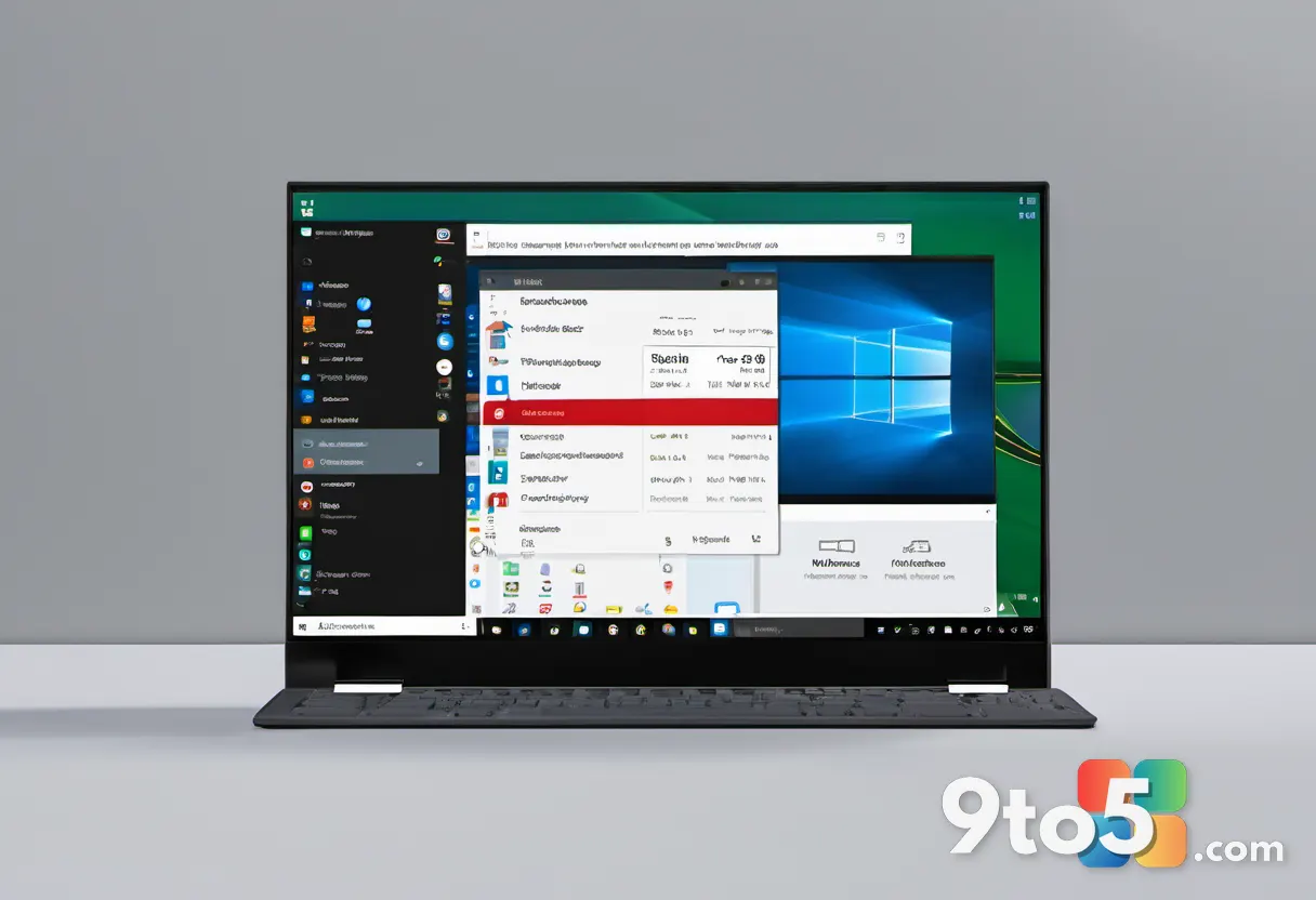 A stylized graphic showing the Windows Start menu with a user profile icon displaying a subscription badge, alongside a 