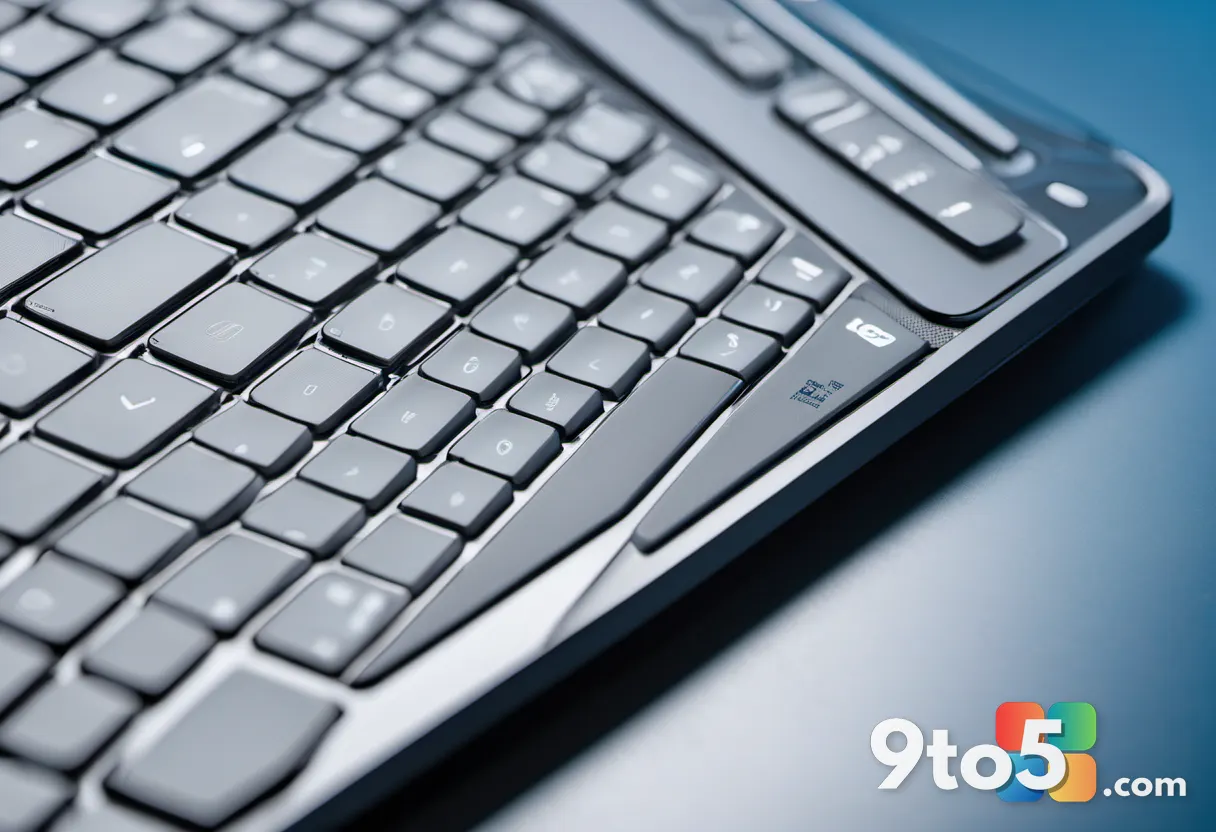 Close-up of a laptop keyboard with soft ambient blue backlighting, suggesting professional work and secure computing env