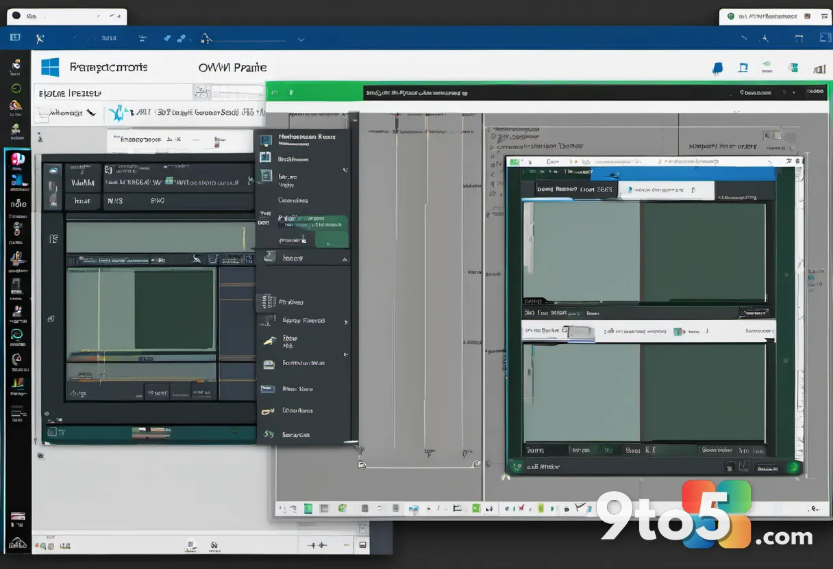 A split-screen comparison showing the old Windows 95-style Properties dialog on one side and the new WinUI 3 version on 