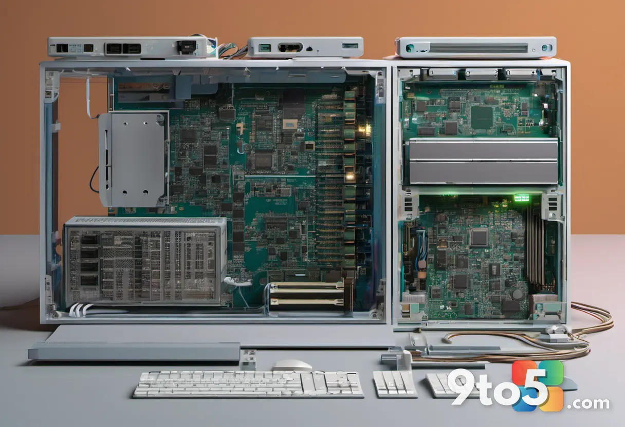 A conceptual illustration of legacy computer components gradually fading into modern digital circuitry, symbolizing a de