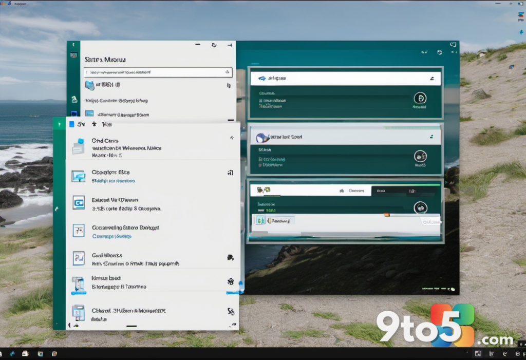 A split-screen comparison showing the old rigid Windows 11 Start menu on the left and the new modular, scrollable version on the right, clean UI design, neutral background.