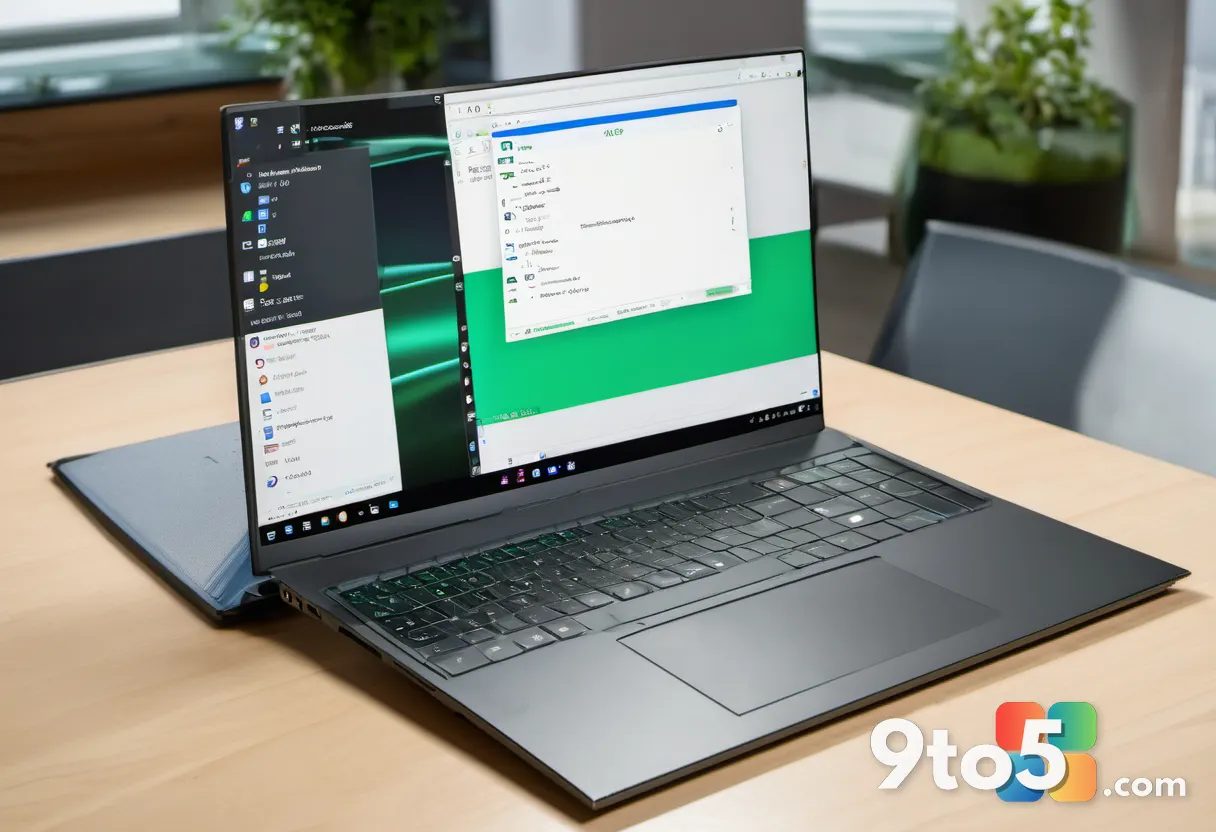A USB boot drive plugged into a laptop, screen showing a pre-OS partition manager interface with green and blue partitio