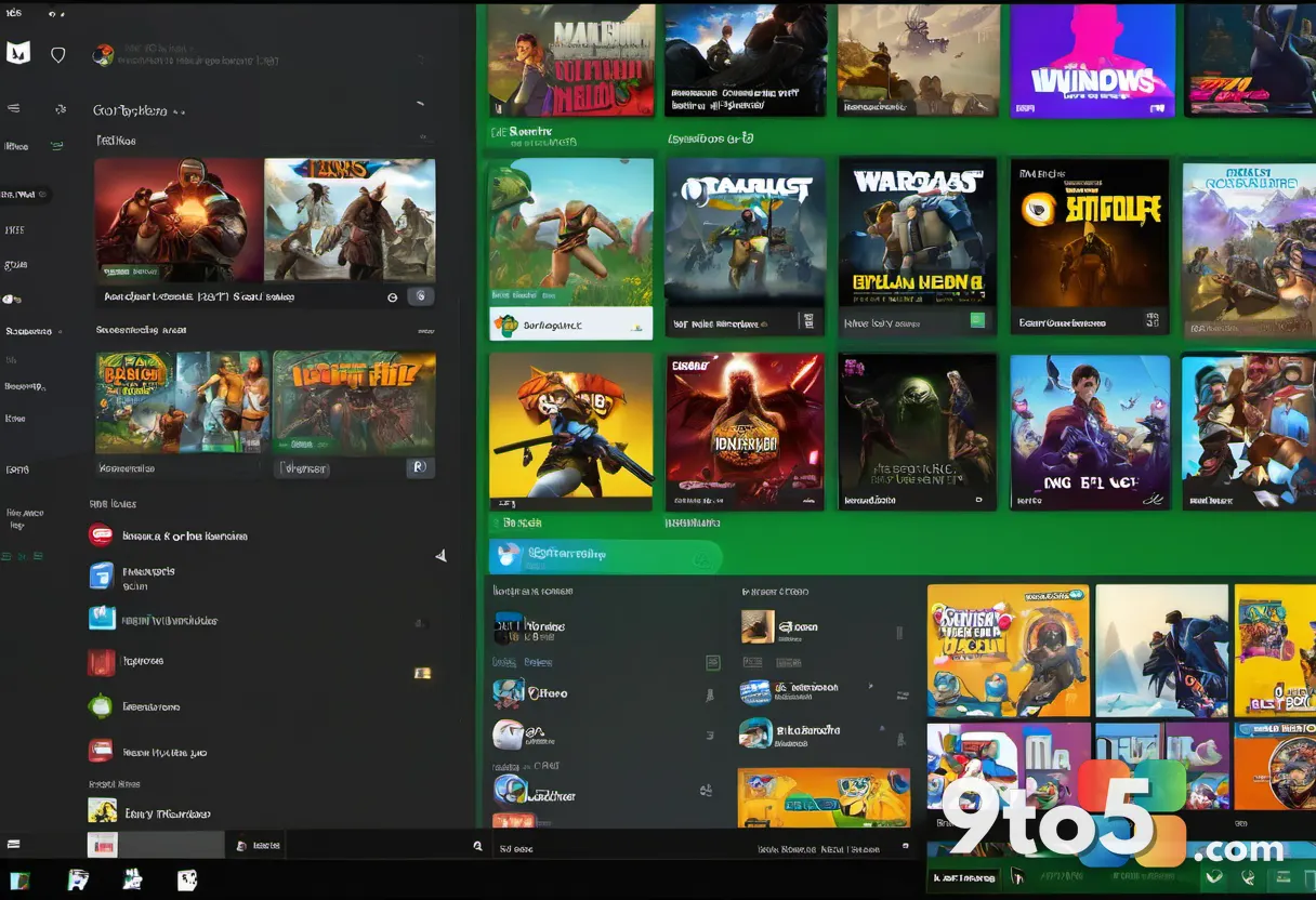 A close-up of a Windows desktop showing the Xbox app store interface with classic game covers, emphasizing digital distr