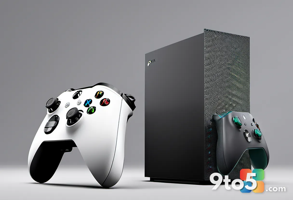 A split composition showing a vintage Xbox controller on one side and a modern PC gaming setup on the other, highlightin