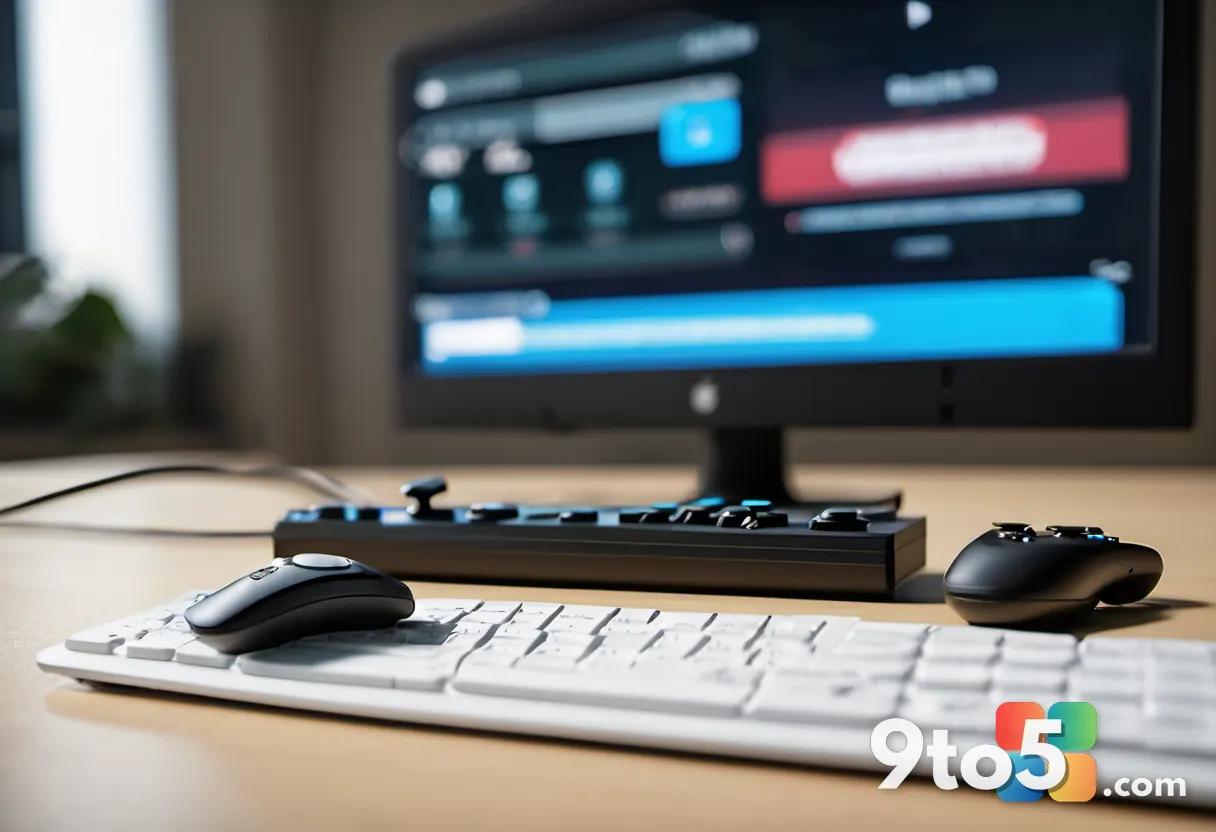 A close-up of a modern gaming controller resting on a desk next to a stack of financial documents, shallow depth of fiel