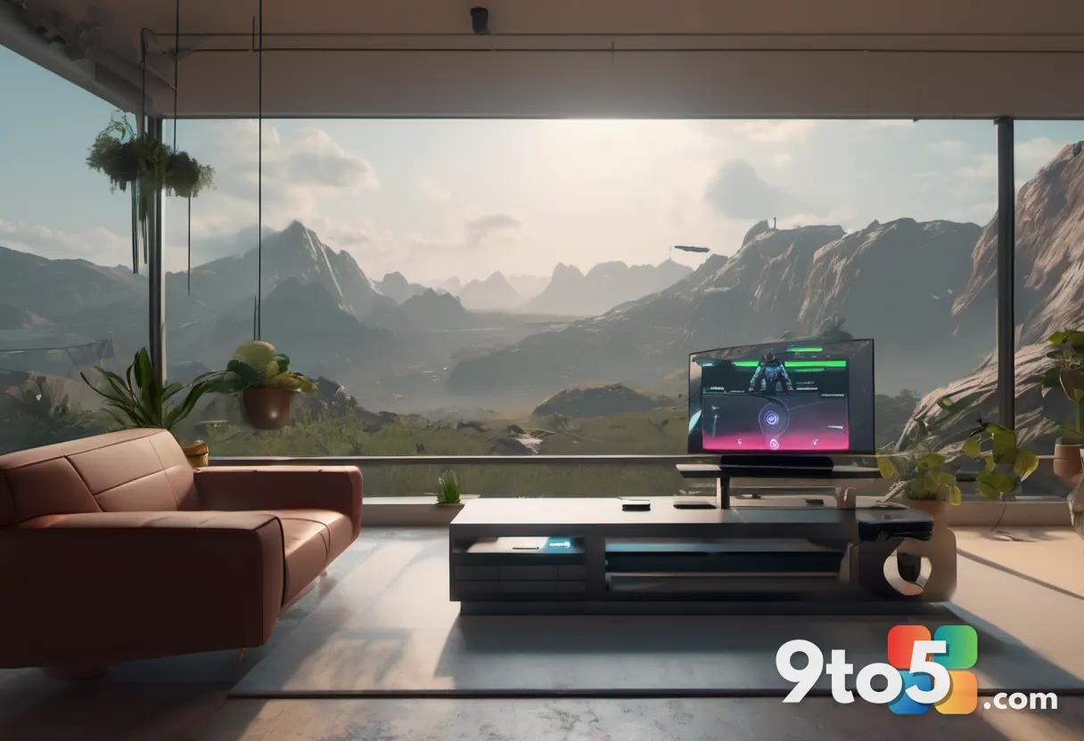 A split-screen view of two players on a couch, each holding an Xbox controller, focused on a television displaying a coo
