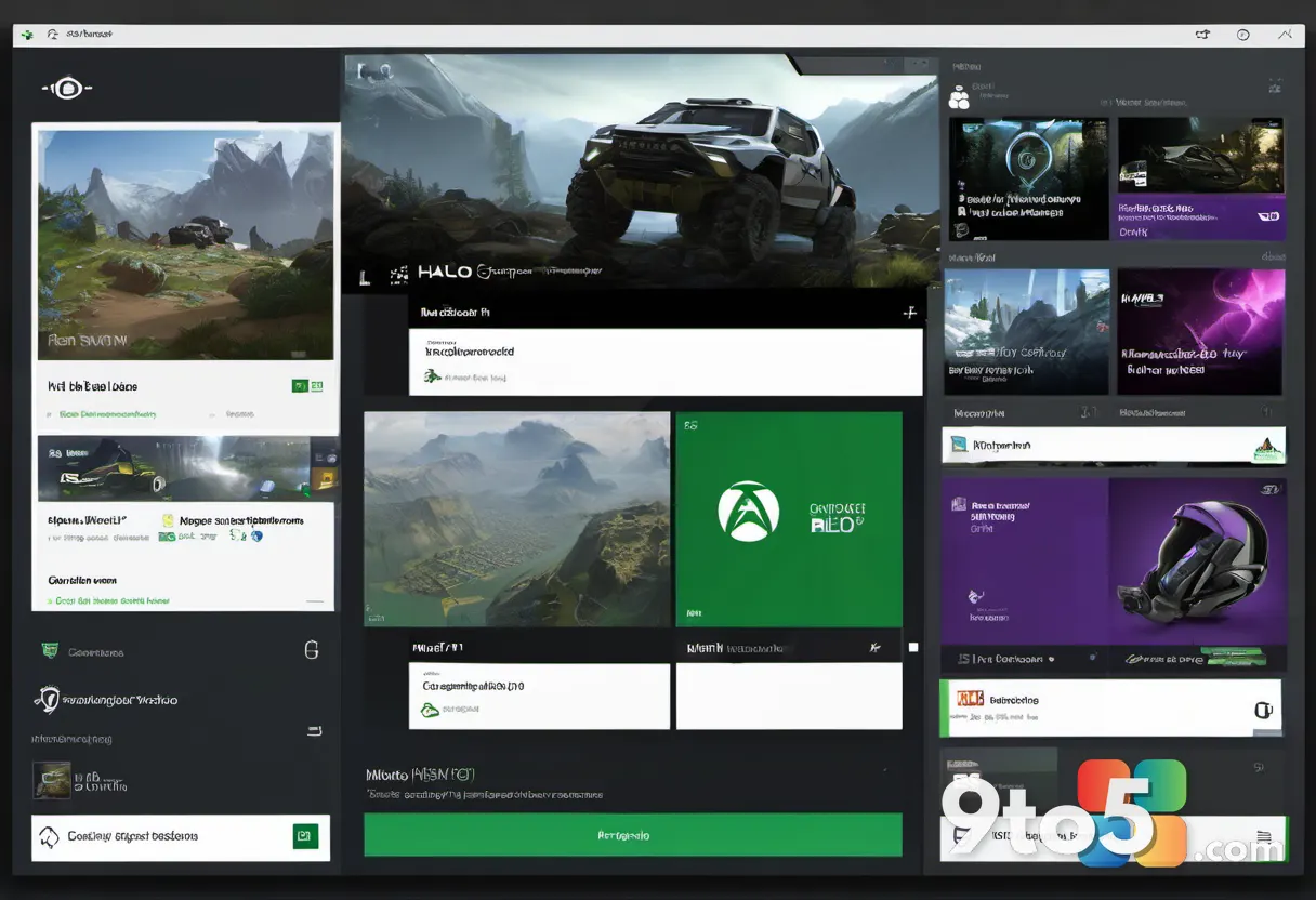 A split view of the Halo: Campaign Evolved logo and the Xbox Store interface with a loading spinner.