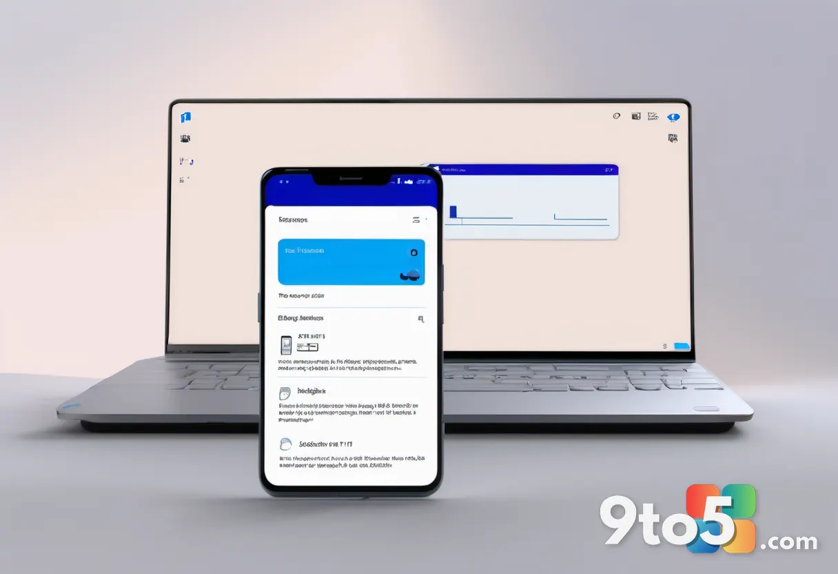 Two smartphones exchanging a file via a wireless connection, illustrating seamless data transfer.