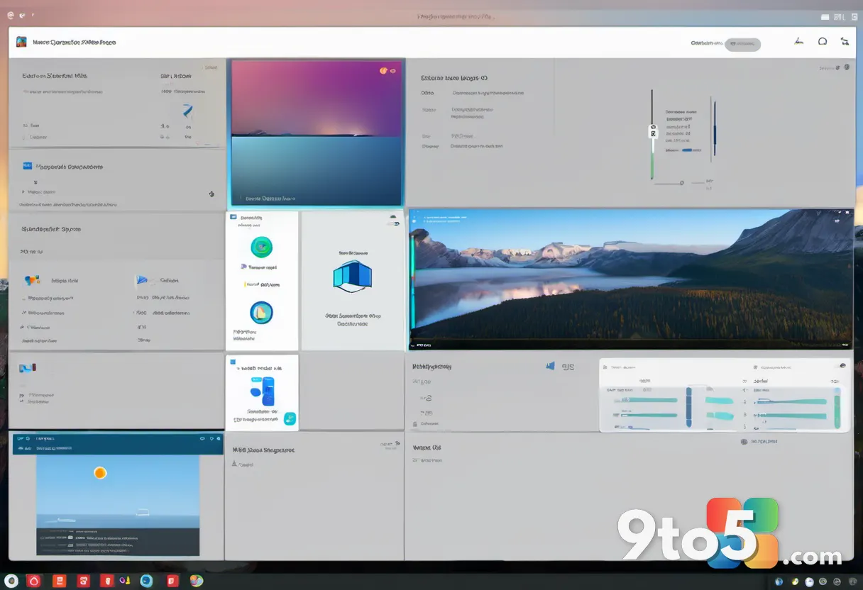 A desktop screen showing a customizable task switcher with multiple window layouts, highlighting productivity features.