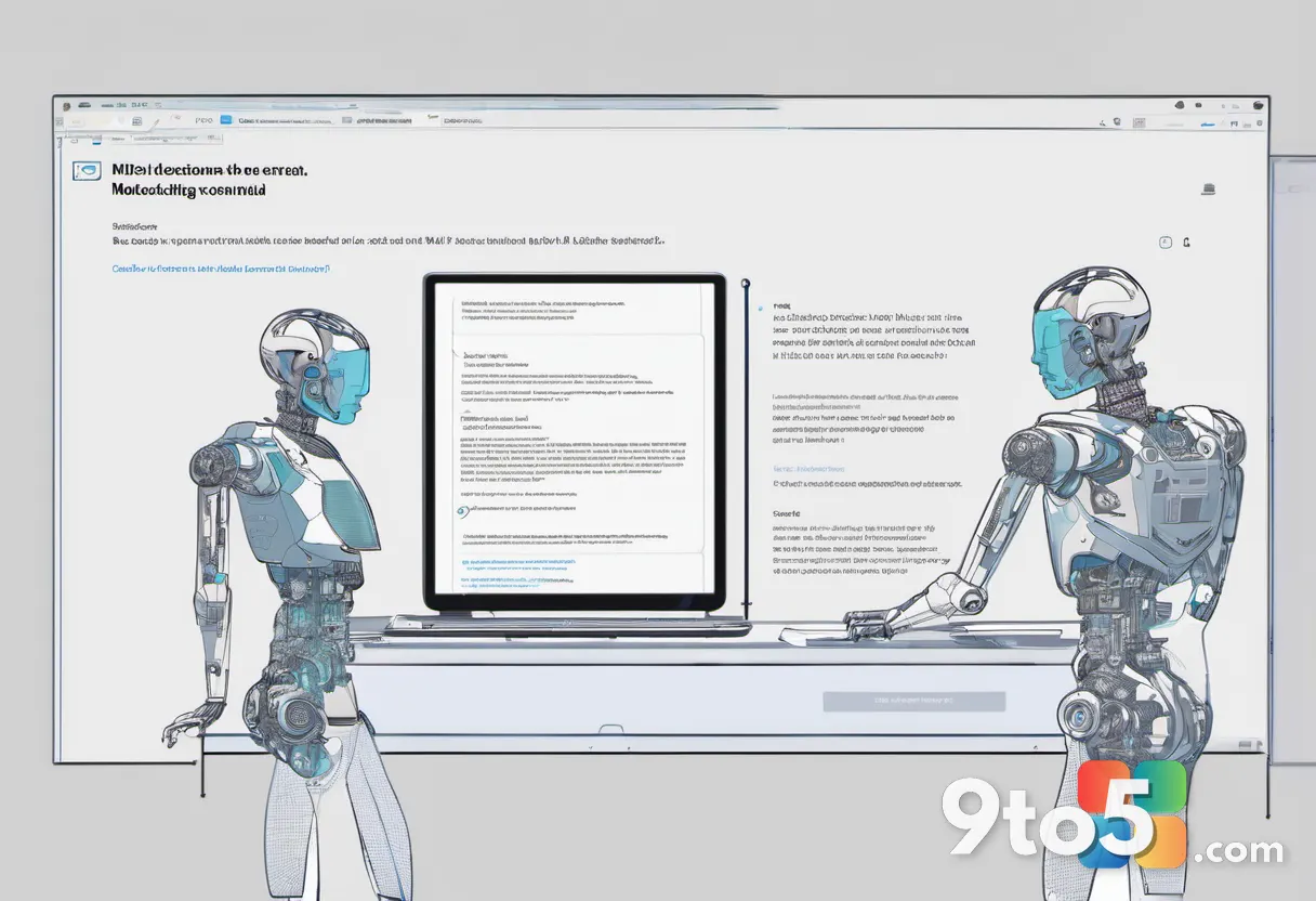 A split screen showing a human expert and an AI robot, both reviewing documents, with a question mark between them, clea