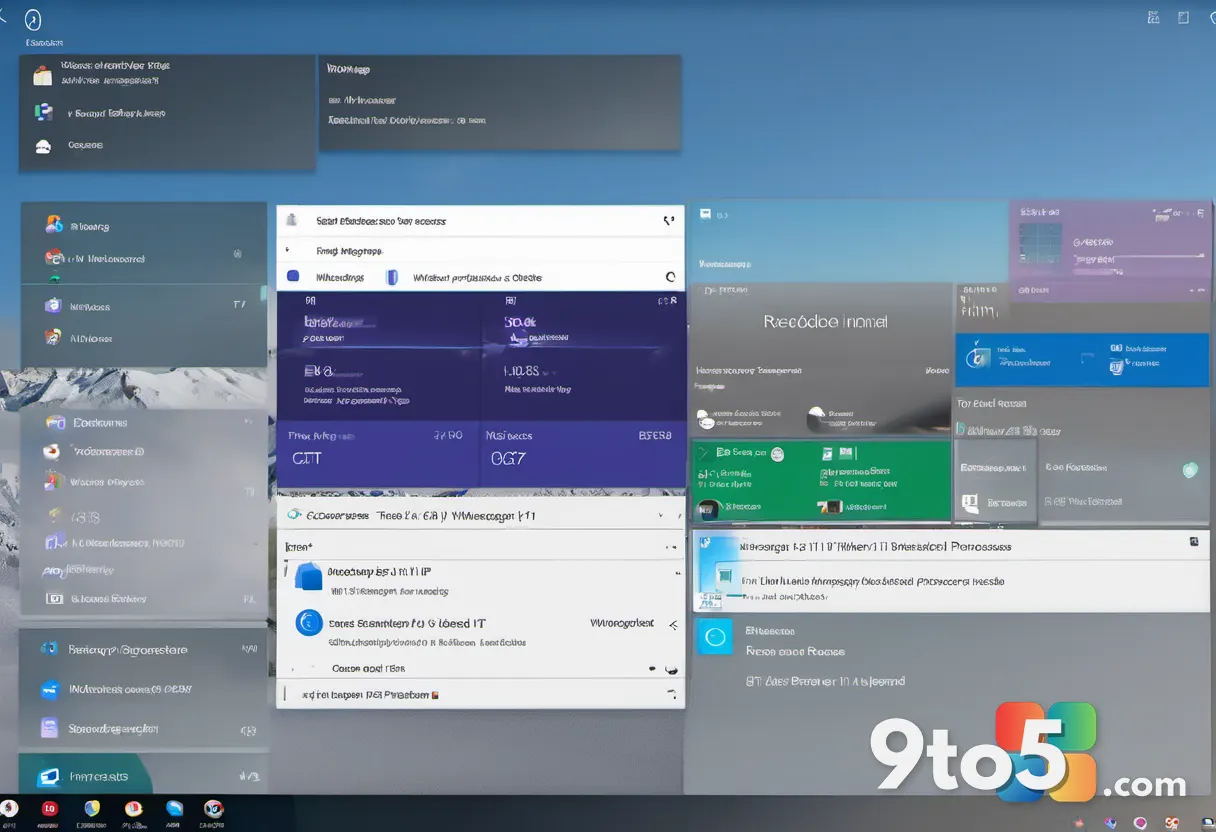 A Windows 11 desktop interface showing Task Manager with active background processes, soft focus office background, natu