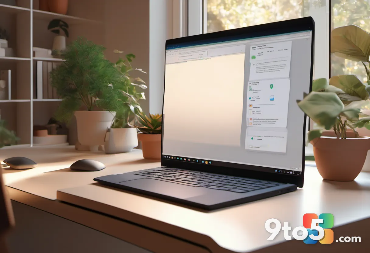 A person working on a laptop in a cozy home office with warm lighting, a potted plant, and a whiteboard in the backgroun