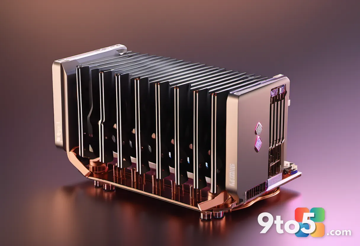 Close-up of the Cooler Master V8 ACE 3DHP's heatpipe array and dense fin stack, showing the vertical 3D heatpipes runnin