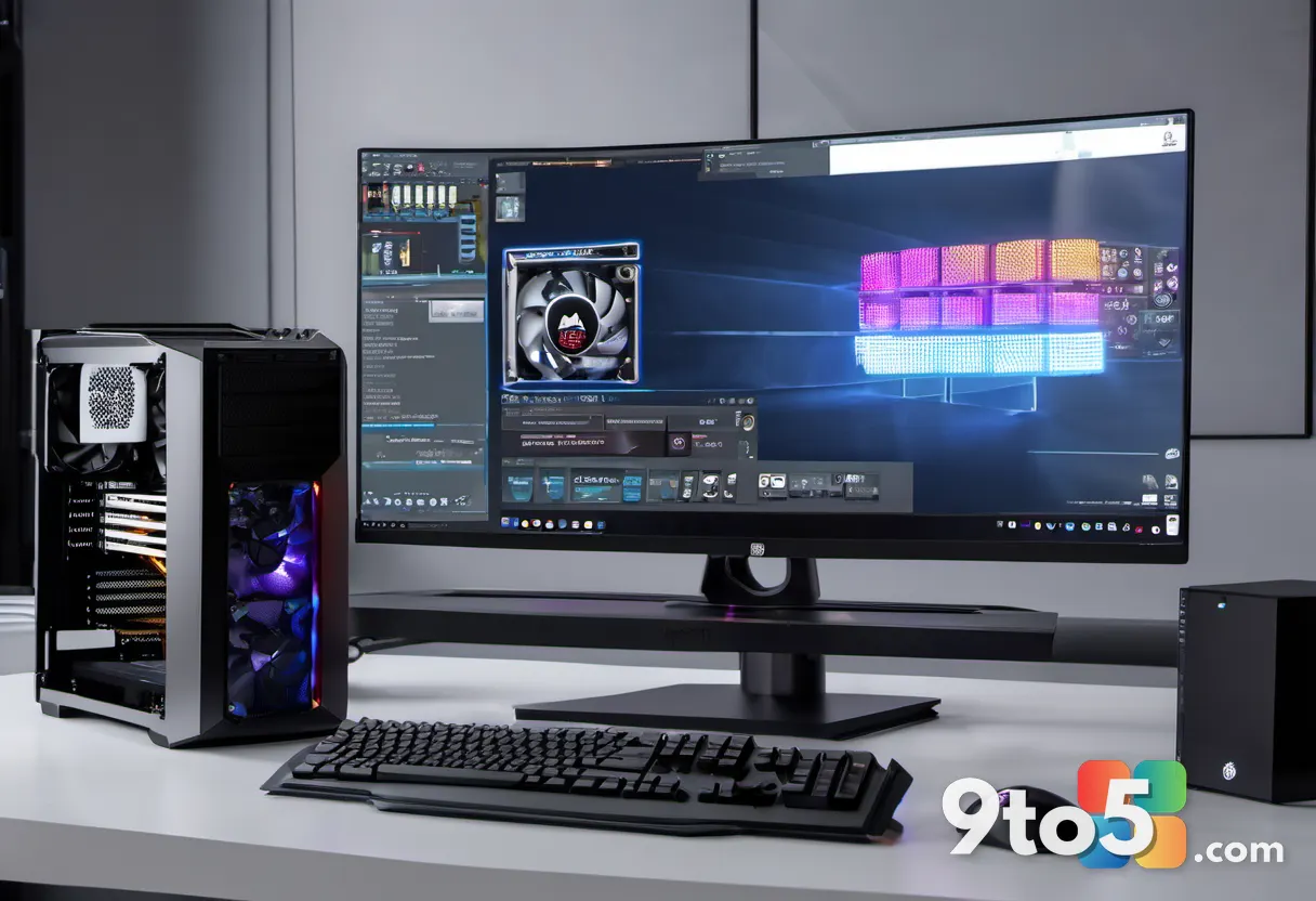 The Cooler Master V8 ACE 3DHP installed on a test bench next to a Ryzen processor, with RAM sticks and a graphics card v