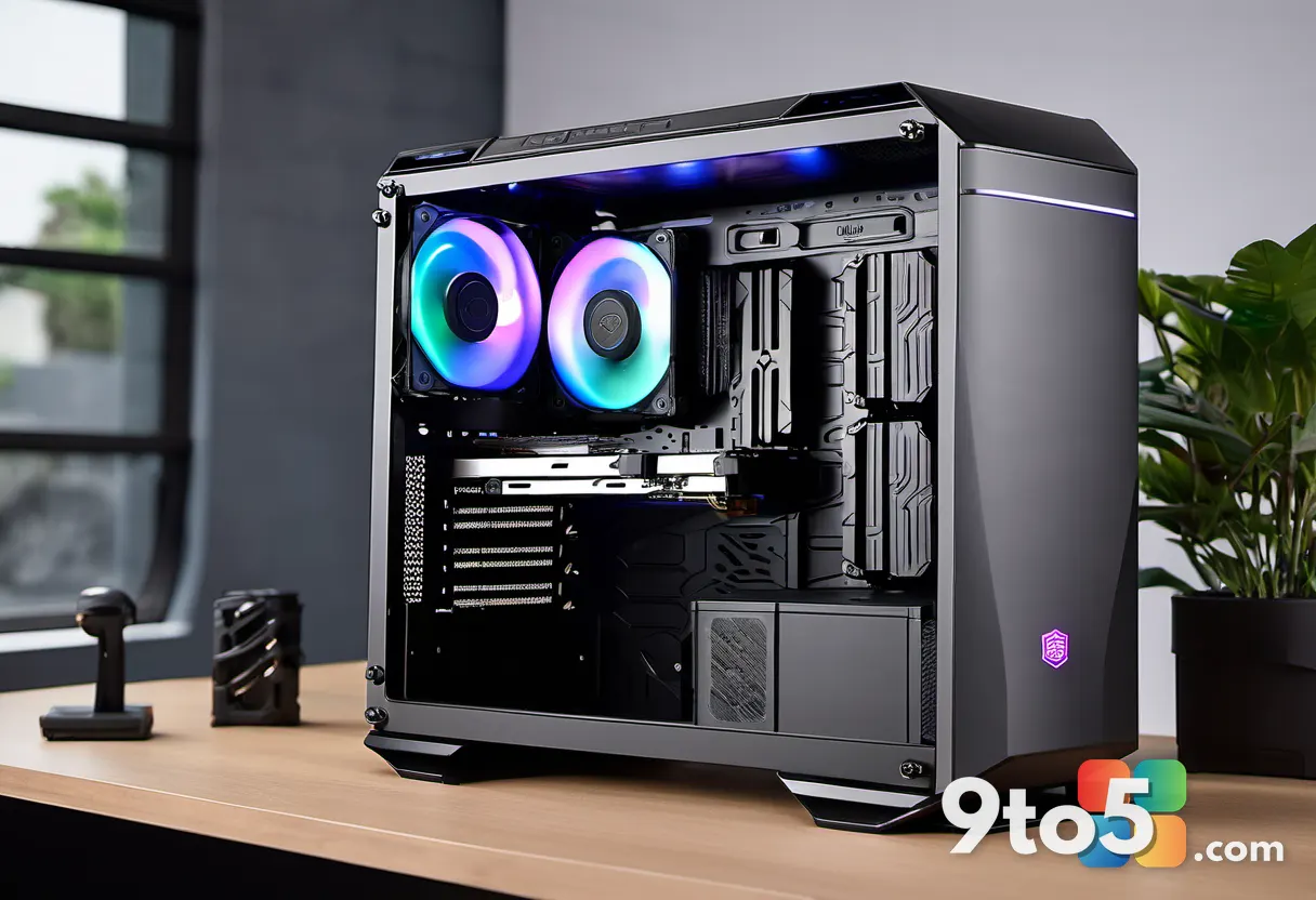 The Cooler Master V8 ACE 3DHP box open on a desk, revealing the cooler nestled in protective foam, with the user manual