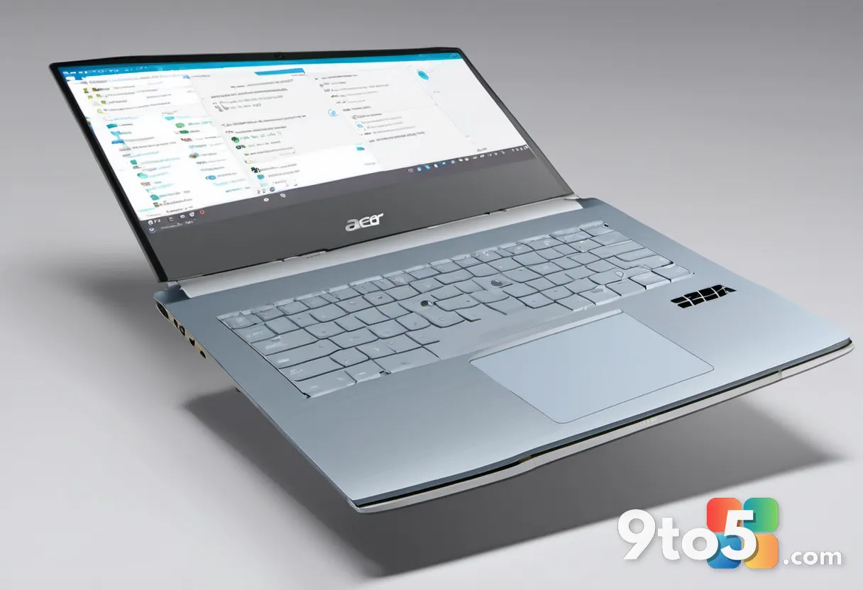 A detailed shot of the Acer Swift Air 14's port selection, showing the USB-A, 3.5mm jack, and Thunderbolt 4 ports clearl