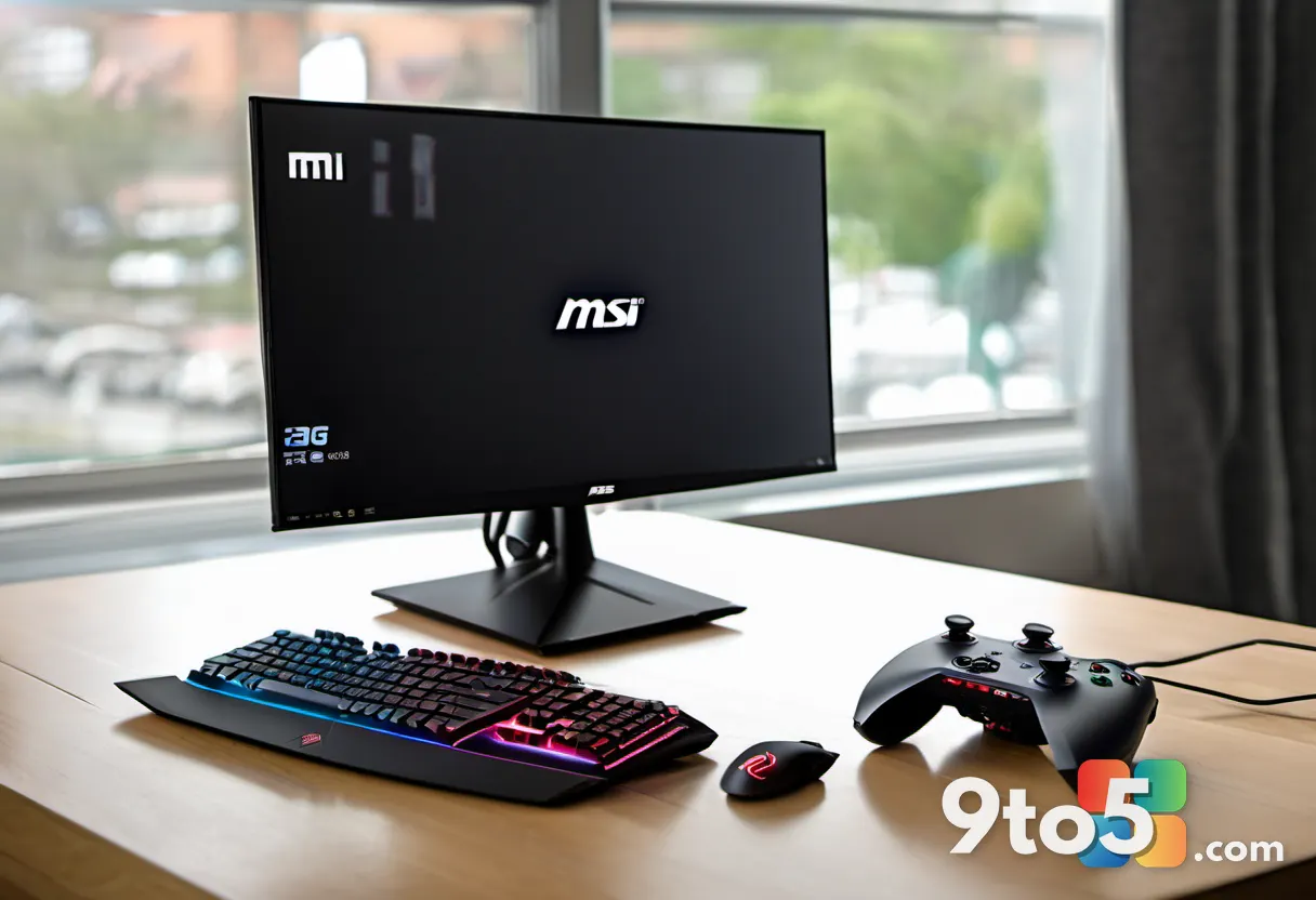 A comparison shot of the MSI Claw 8 EX AI+ next to the ASUS ROG Xbox Ally X on a wooden table, both displaying game inte
