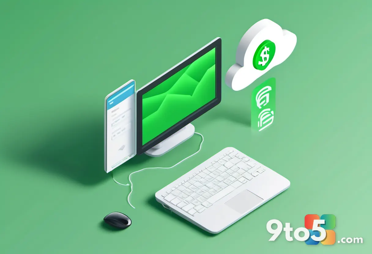 An isometric illustration of a subscription icon with a dollar sign being crossed out by a large green checkmark, next t